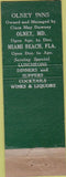 Matchbook Cover - Olney Inn Washington DC WORN