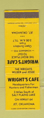 Matchbook Cover - Wright's Cafe Jet OK YELLOW