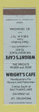 Matchbook Cover - Wright's Cafe Jet OK BLUE