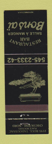 Matchbook Cover - Bons ai Restaurant Chicoutimi Nord QC