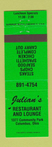 Matchbook Cover - Julian's Restaurant Columbus OH GREEN