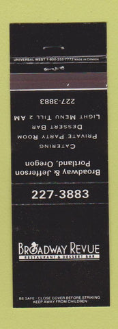 Matchbook Cover - Broadway Revue Restaurant Portland OR WEAR