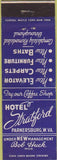 Matchbook Cover - Hotel Stratford Parkersburg WV Federal