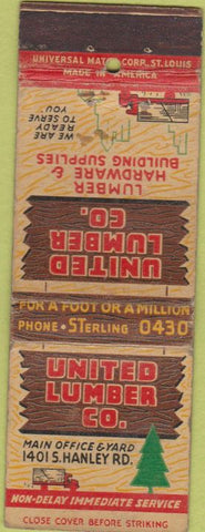 Matchbook Cover - United Lumber Co WORn