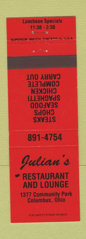Matchbook Cover - Julian's Restaurant Columbus OH RED