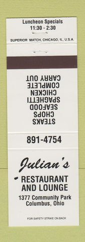 Matchbook Cover - Julian's Restaurant Columbus OH WHITE