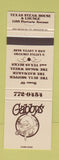 Matchbook Cover - Gabby's Texas Steak House Winnipeg MB