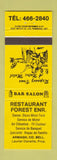 Matchbook Cover - Restaurant Forest Armagh QC