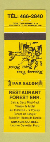 Matchbook Cover - Restaurant Forest Armagh QC