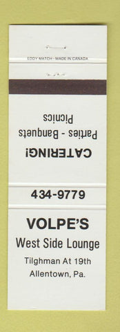 Matchbook Cover - Volpe's West Side Lounge Allentown PA