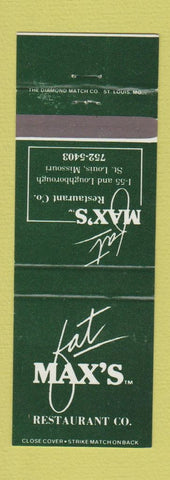 Matchbook Cover - Fat Max's Restaurant St Louis MO