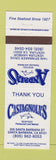 Matchbook Cover - Castagnola's Seafood Andria's Ventura Santa Barbara CA