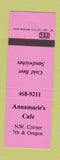 Matchbook Cover - Annamarie's Cafe Philadelphia PA NEON PINK
