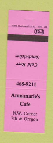 Matchbook Cover - Annamarie's Cafe Philadelphia PA NEON PINK