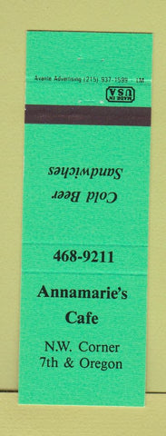 Matchbook Cover - Annamarie's Cafe Philadelphia PA GREEN
