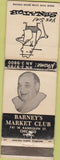 Matchbook Cover - Barney's Market Club Chicago IL WORN