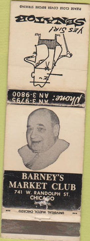 Matchbook Cover - Barney's Market Club Chicago IL WORN