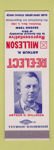 Matchbook Cover - Arthur Milleson Representative election Ohio OH SAMPLE
