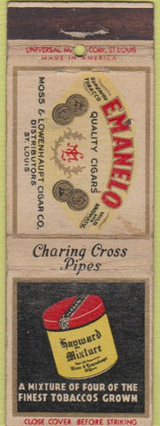 Matchbook Cover - Emanelo Cigars Hayward Pipe Tobacco