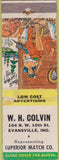 Matchbook Cover - WH Colvin Evansville IN hillbilly Superior Match WORN