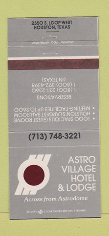 Matchbook Cover - Astro Village Hotel Houston TX Astrodome 30 Strike