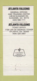 Matchbook Cover - Atlanta Falcons Football GA 30 Strike