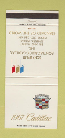 Matchbook Cover - 1967 Cadillac Schreffler Pontiac Buick Sunbury PA 30 Strike