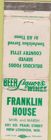 Matchbook Cover - Franklin House New London WI WEAR