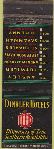 Matchbook Cover - Dinkler Hotels Atlanta GA Savannah Birmingham