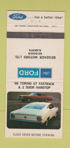 Matchbook Cover - 1968 Ford Torino Beiseker AB 30 Strike