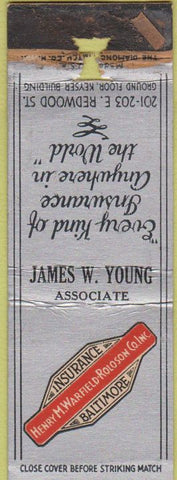 Matchbook Cover - Warfield Roloson Insurance Baltimore MD WEAR