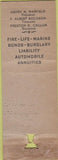Matchbook Cover - Warfield Roloson Insurance Baltimore MD WEAR