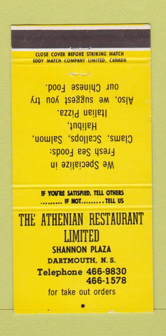 Matchbook Cover - Athenian Restaurant Dartmouth NS 30 Strike
