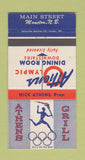 Matchbook Cover - Athens Grill Moncton NB Olympics 30 Strike