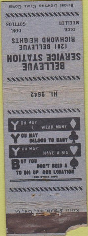 Matchbook Cover - Bellevue oil gas Richmond Heights WORN