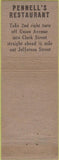Matchbook Cover - Pennell's Italian Food Saratoga Springs NY WEAR