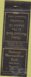 Matchbook Cover - National Metropolitan Bank Washington DC WORN