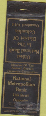Matchbook Cover - National Metropolitan Bank Washington DC WORN