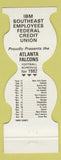 Matchbook Cover - Atlanta Falcons Football 1982 IBM Credit Union
