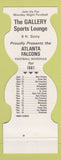 Matchbook Cover - Atlanta Falcons Football 1981 Gallery Sports Lounge