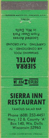 Matchbook Cover - Sierra Inn Restaurant Wisconsin Dells WI