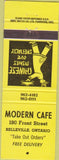 Matchbook Cover - Modern Cafe Belleville ON Chinese food