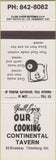 Matchbook Cover - Continental Tavern Tillsonburg ON