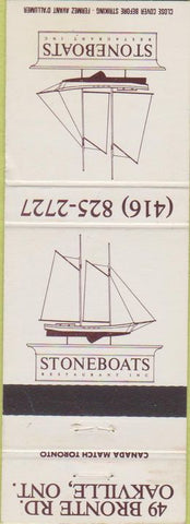 Matchbook Cover - Stoneboats Restaurant Oakville ON