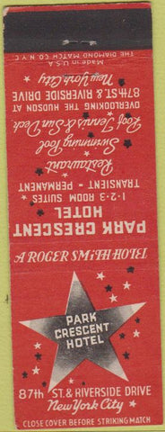 Matchbook Cover - Park Crescent Hotel New York City
