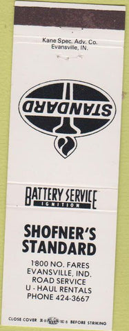 Matchbook Cover - Shofner's Standard oil gas Evansville IN