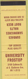 Matchbook Cover - University Frostop NO TOWN