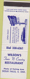Matchbook Cover - Wilson's Town Country Sioux Falls SD