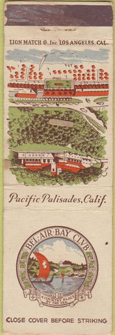 Matchbook Cover - Bel Air Bay Club Pacific Palisades CA WEAR
