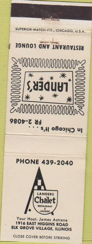 Matchbook Cover - Lander's Chalet Elk Grove Village IL
